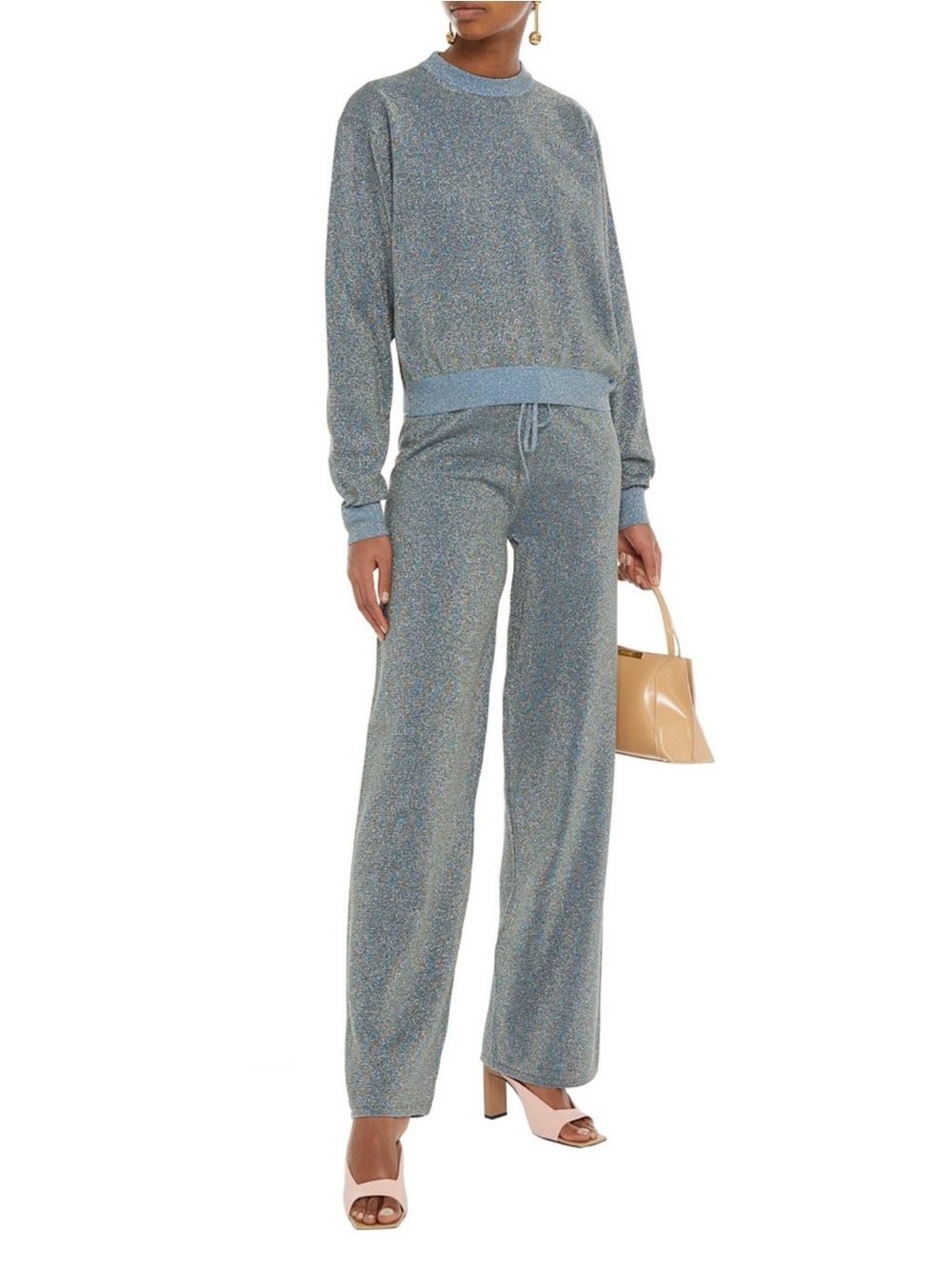 NWT Lanvin Paris Metallic Pantalon Jogger Pant Blue Gold Lavender Chic Luxe M